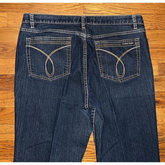 Calvin Klein Flare Leg Blue Jeans Dark Wash Denim Comfort Stretch Size 14/32 - Picture 11 of 11